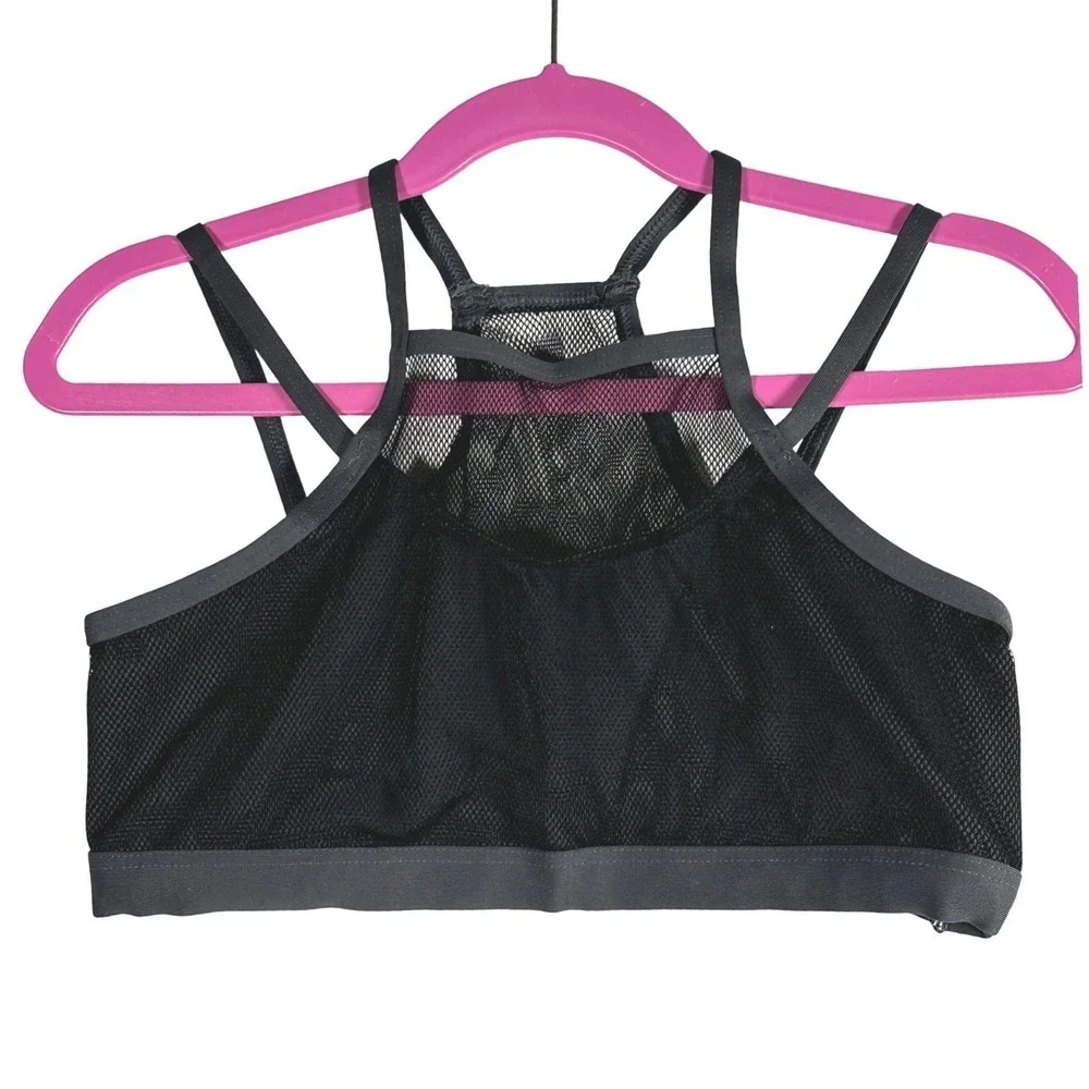 Body Wrappers Girls Camisole Bra black Charcoal Mesh High Neck Multi-Strap 12-14